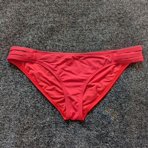 Women's Red Bikini Bottom with Side Strap Detail